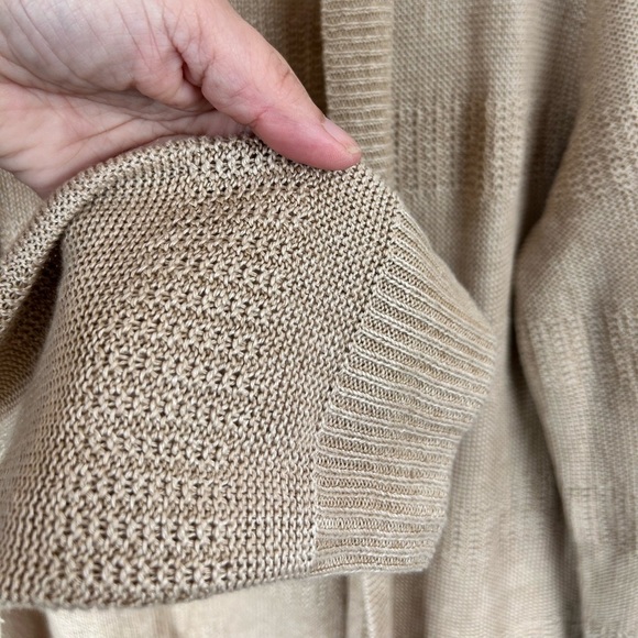 Talbots tan knitted linen cardigan, Large, flowy, soft, Coastal Cozy Classic - Picture 7 of 9